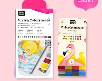 Idéal pour les voyages, portable, pliable Viviva 16 aquarelles inspirées de l'été