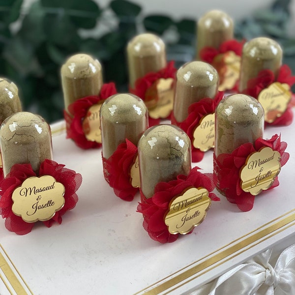 Kundenspezifische Hochzeit Henna Gastgeschenke in Glass Tube - Perfekte Geschenke für Brautparty, Baby Henna und Mädchen Nacht!