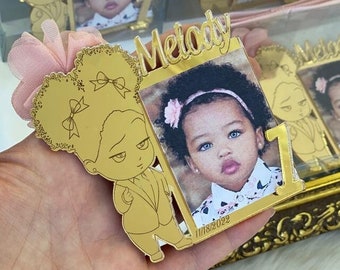 Personalized Girl Boss Photo Frame Magnet - Boss Baby Girl First Birthday Favors and Party Decorations, Perfect Gift for Girl Bosses!