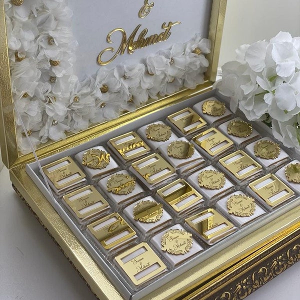 Personalized Wedding Chocolate Favors: Gold or Silver Engagement Chocolates