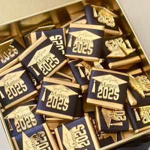 Cadeau de remise des diplômes personnalisé en chocolat - Cadeau de fête de la promotion 2025, boîte de bonbons de remise des diplômes personnalisée, cadeaux de remise des diplômes pour étudiants