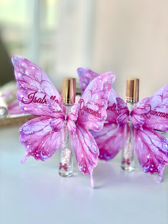 Butterfly Perfume Favor – Sweet 16, Quinceañera Gift, Baby Shower Refillable Bottle