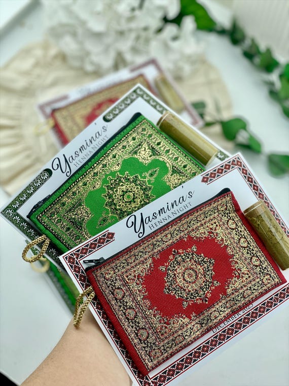Henna Night Favor Set, Personalized Mini Wallet and Henna Tube Gift, Ethnic Kına Party