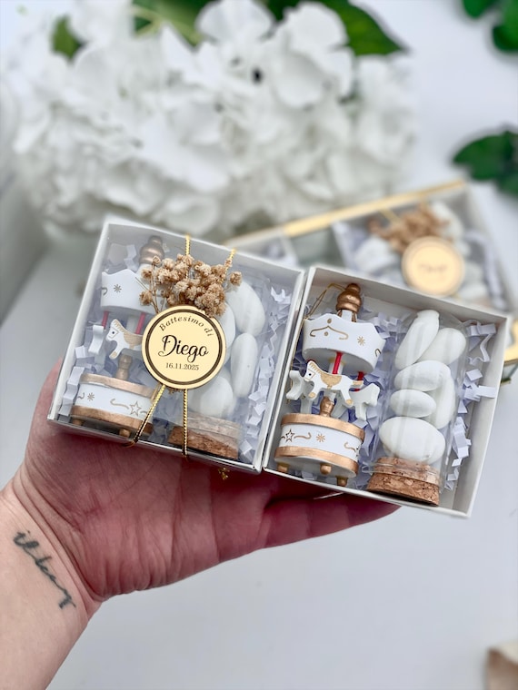 Personalized Carousel Favor Box: Baby Shower, Baptism Candy Gift