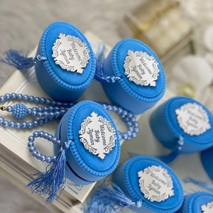 Blaue Samt Tasbeeh Box: Perlen, Ramadan Eid Gastgeschenke