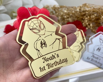 Spiderman Birthday Favors: Personalized Acrylic Magnets