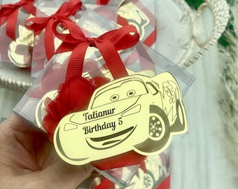 Calamita per compleanno Saetta McQueen, bomboniera per feste per bambini con auto personalizzate, decorazione Rusteeze