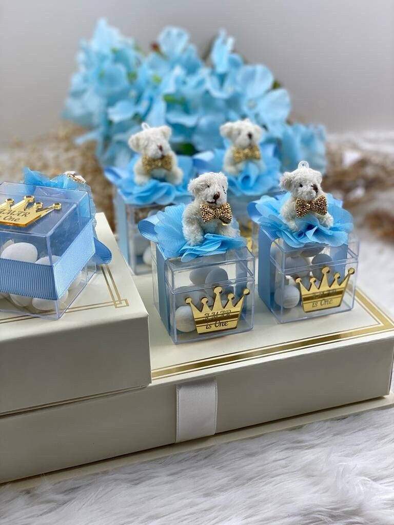 Caja de dulces para baby shower con osito de peluche: recuerdos de fiesta  azules personalizados - Etsy México, image size:768x1024