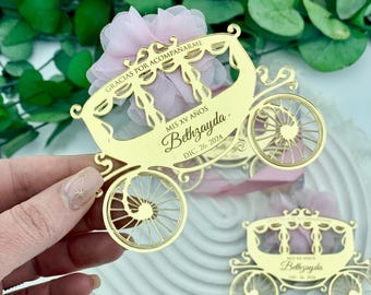 Personalized Princess Carriage Magnet Favors: Quinceañera & Sweet 16 Gifts