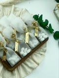 Personalized Wedding Favors with Jordan Almonds, Dried Flowers & Tulle, Guest Thank You Candy Gifts