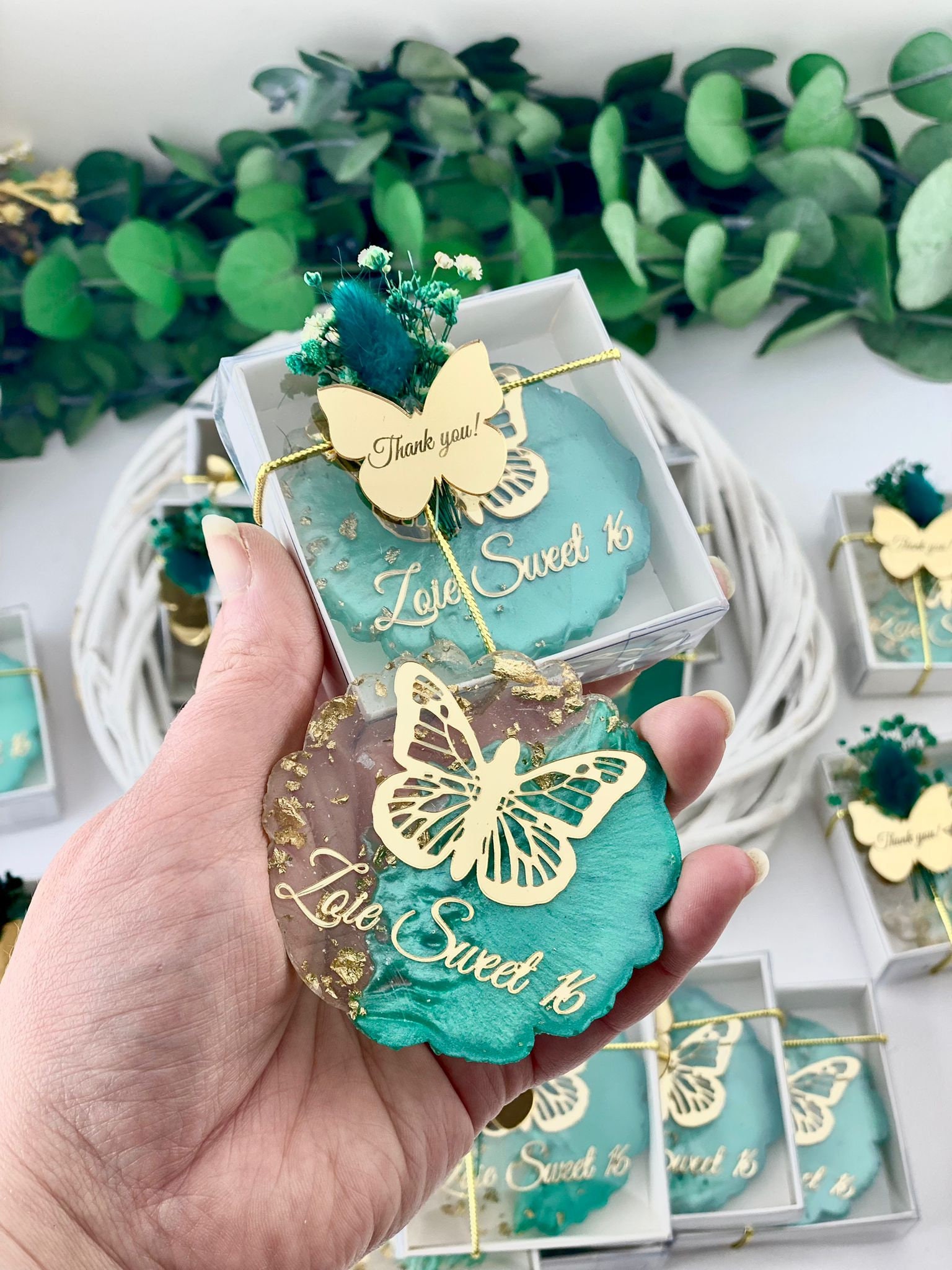Recuerdo de mariposa verde epoxi: regalo para quinceañeras y dulces 16 -  Etsy México, image size:1536x2048
