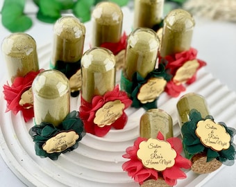 Custom Wedding Henna Favors: Glass Tube Bridal Shower Gifts