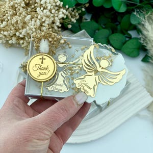 Baptism Angel Favor – Personalized Epoxy Keepsake for Girls & Boys, Gold Christening Gift Box, First Communion or Baby Shower Gift