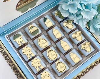 Personalized Chocolate Box, Welcome Baby Shower Gifts, Custom Baby Shower Favors, Birthday Baby Boy, Newborn Chocolate, Baptism Favors Boy