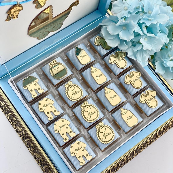 Boîte de chocolats personnalisée, cadeaux de bienvenue pour baby shower, cadeaux de naissance personnalisés, anniversaire de bébé garçon, chocolats pour nouveau-né, cadeaux de baptême garçon