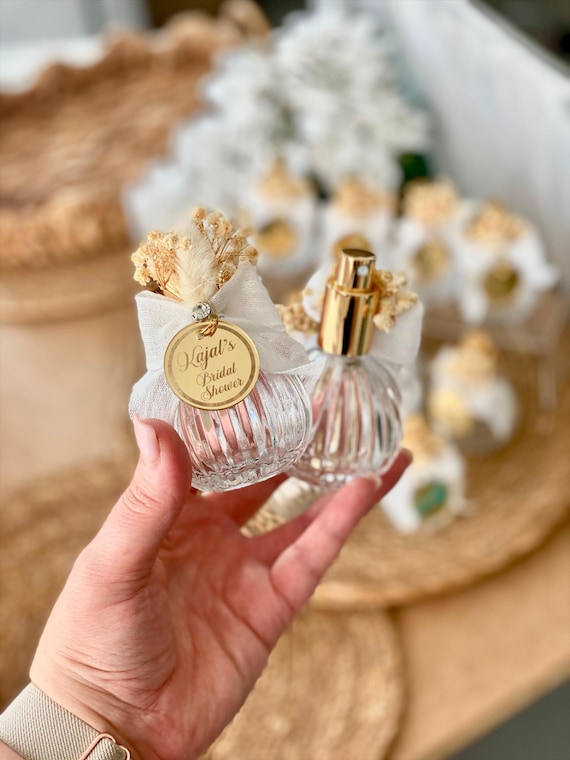 Wedding Perfume Gift – Personalized Glass Cologne Favor, Refillable Spray Bottle, Bridal Shower Keepsake