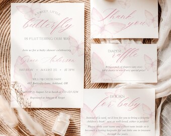 Butterfly Baby Shower Invitation Bundle: Editable Canva Templates (Digital Download), B2