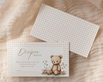 Baby shower Diaper Raffle Card Template, Diaper Raffle game cards, Diaper Raffle, Diaper Raffle Card, Baby shower invitation template, B1