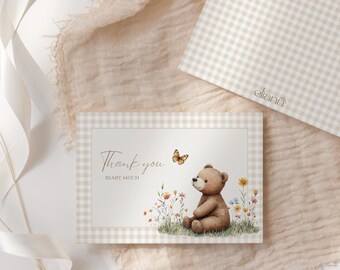 Baby Bear Thank You Card Template: Editable Shower Card (PDF Download)