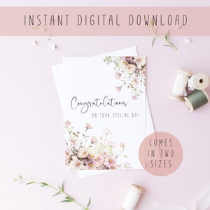 Printable wedding card,Wedding congratulations card,Wedding day cards,Congratulations printable card,Happy wedding day card,Wedding card