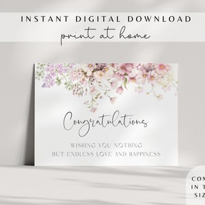 Printable wedding card,Wedding congratulations card,Wedding day cards,Congratulations printable card,Happy wedding day card,Wedding card