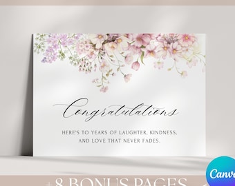 Editable Wedding Card Template: Canva Printable, 80+ Message Options (Digital Download)