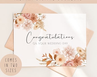 Fall Wedding Congratulations Card: Floral Design (Digital Download)