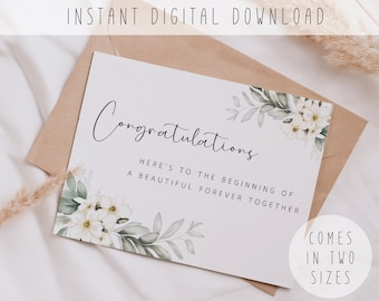 Floral Wedding Congratulations Card (Digital Download)