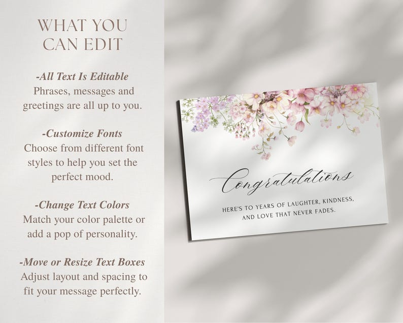 Editable Wedding Card Template: Canva Printable, 80+ Message Options ...