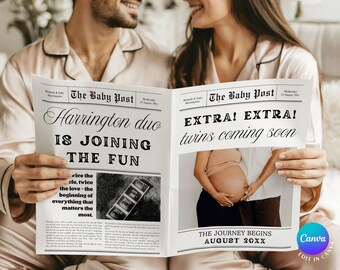 Twin pregnancy announcement, Baby announcement newspaper, Newspaper pregnancy announcement, Pregnancy announcement newspaper, Newspaper baby