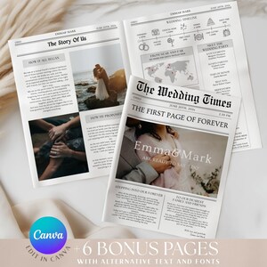 Wedding newspaper template, Wedding newspaper, Newspaper wedding, Wedding timeline, Newspaper wedding program, Wedding program, Newspaper