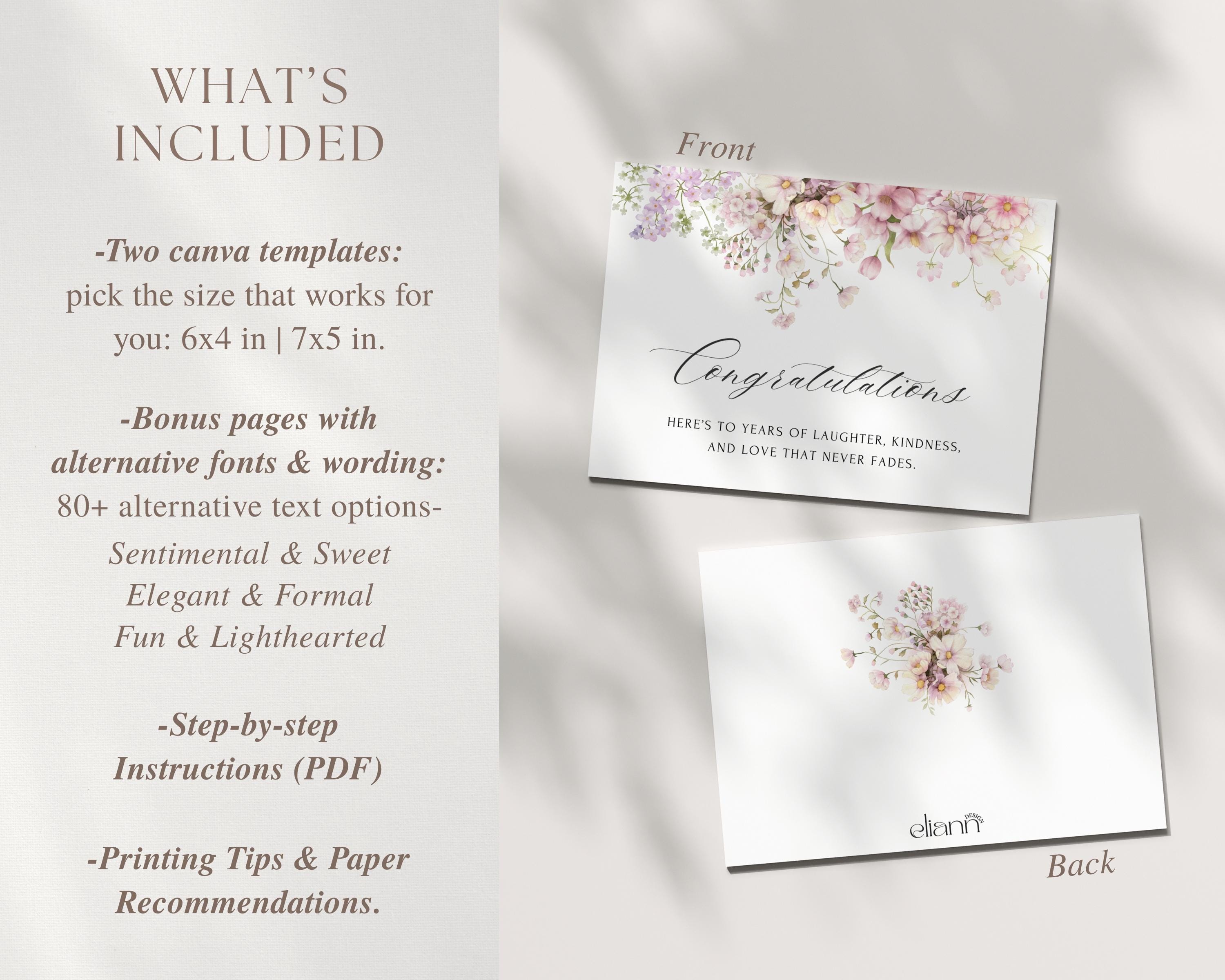 Editable Wedding Card Template: Canva Printable, 80+ Message Options ...