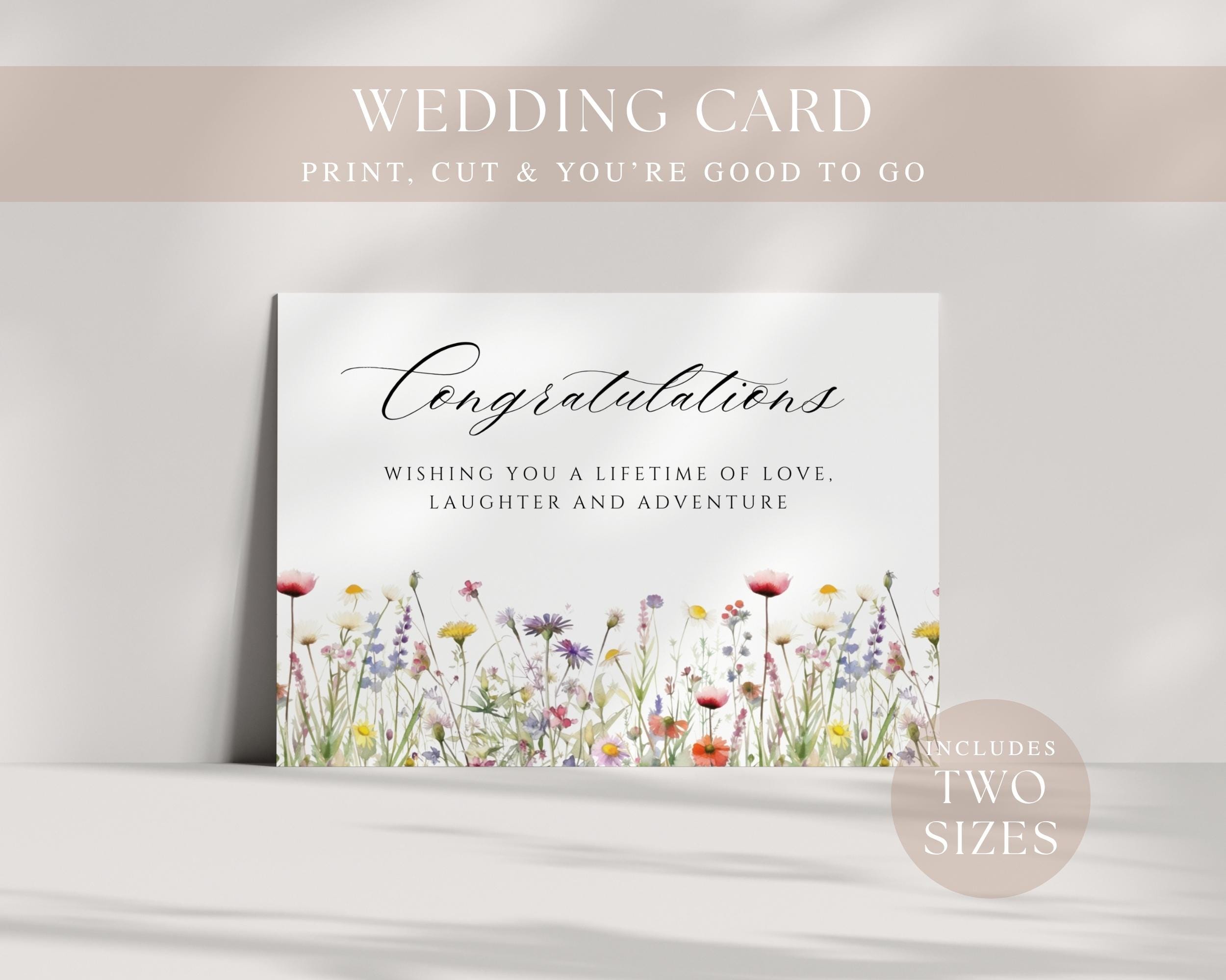 Biglietto Auguri Matrimonio AP162 | Formato A5 Con Busta | Design Semplice Con Scritta 'Congrats' | Interno Bianco Per Messaggio - 2