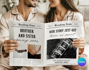 Twin pregnancy announcement, Baby announcement newspaper, Newspaper pregnancy announcement, Pregnancy announcement newspaper, Newspaper baby