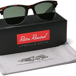 Large Polarized Half Frame Retro Vintage Glasses Men's Sunglasses