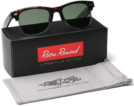 Large Polarized Half Frame Retro Vintage Glasses Men s Sunglasses Etsy Australia