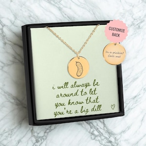 Regalo di supporto emotivo personalizzato con cetriolini sottaceto, collana di cetriolini personalizzata, gioielli di cetriolini sottaceto, regalo per amanti dei cetriolini sottaceto, ciondolo di verdure, regalo per la salute mentale