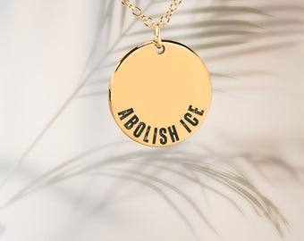 Abolish ICE Necklace, Custom Activist Jewelry, Immigrants Make America Great, No One Is Illegal, Equality Charm, Migration Is A Human Right
