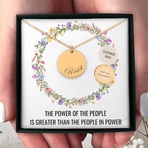 Resist Coin Necklace, Liberal Protest Jewelry, Political Democratic Social Justice Charm, Feminist Jewelry Gift, Suppport Democracy Pendant