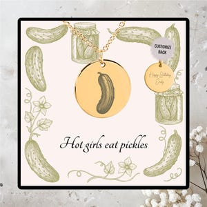 Collar vintage personalizado de pepinillos, regalo para chicas atractivas que comen pepinillos, joyería divertida y personalizada de pepinillos para ella, dije humorístico de pepinillos, regalo para amantes de los pepinillos.