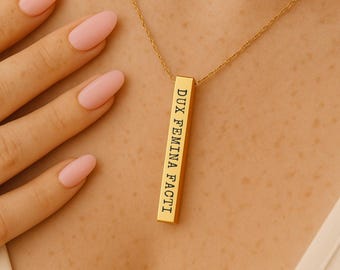 Custom DUX FEMINA FACTI Necklace, Female Leadership Gift, Unique Feminist Graduation Gift, Inspirational Latin Phrase Jewelry, Strong Women
