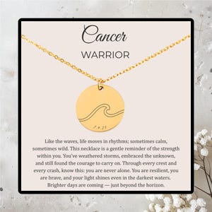 Personalized Cancer Warrior Wave Date Necklace, Chemo Support Pendant, Resilience Jewelry for Cancer Patients, Post-Surgery Strength Gift