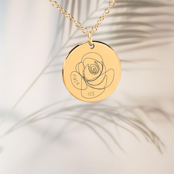 Fuck ICE Rose Necklace, Custom Activist Pendant, No One is Illegal