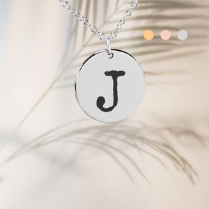 Collar con colgante de letra J inicial de plata para mujer / Collares con iniciales para mujer Collar con letra J chapado en oro de 18 k / Regalo con letra J en oro rosa