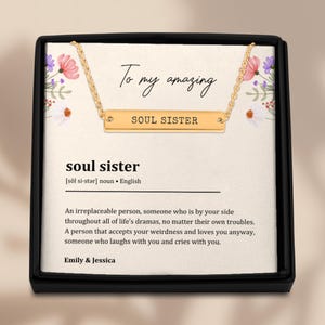 Customized Soul Sister Necklace, Friendship Jewelry, Best Friend Gift Idea, BFF Besties, Bestfriend Gift for Women, Friendship Gift for Her