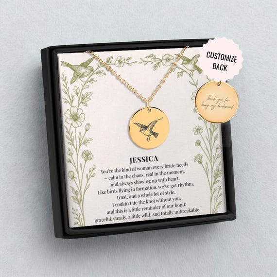 thumbnail image 2 of Maid Of Honor Thank You Necklace Custom Thank You Maid Of Honor Jewelry Personalized Maid Of Honor Thank You Gifts For Being My Maid Of Moh 2 of 10