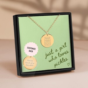 Collana con sottaceti in scatola, regalo personalizzato con sottaceti, amante dei sottaceti, ciondolo vegetariano, gioiello per mamma mediterranea, regalo originale per sorella, regalo gastronomico