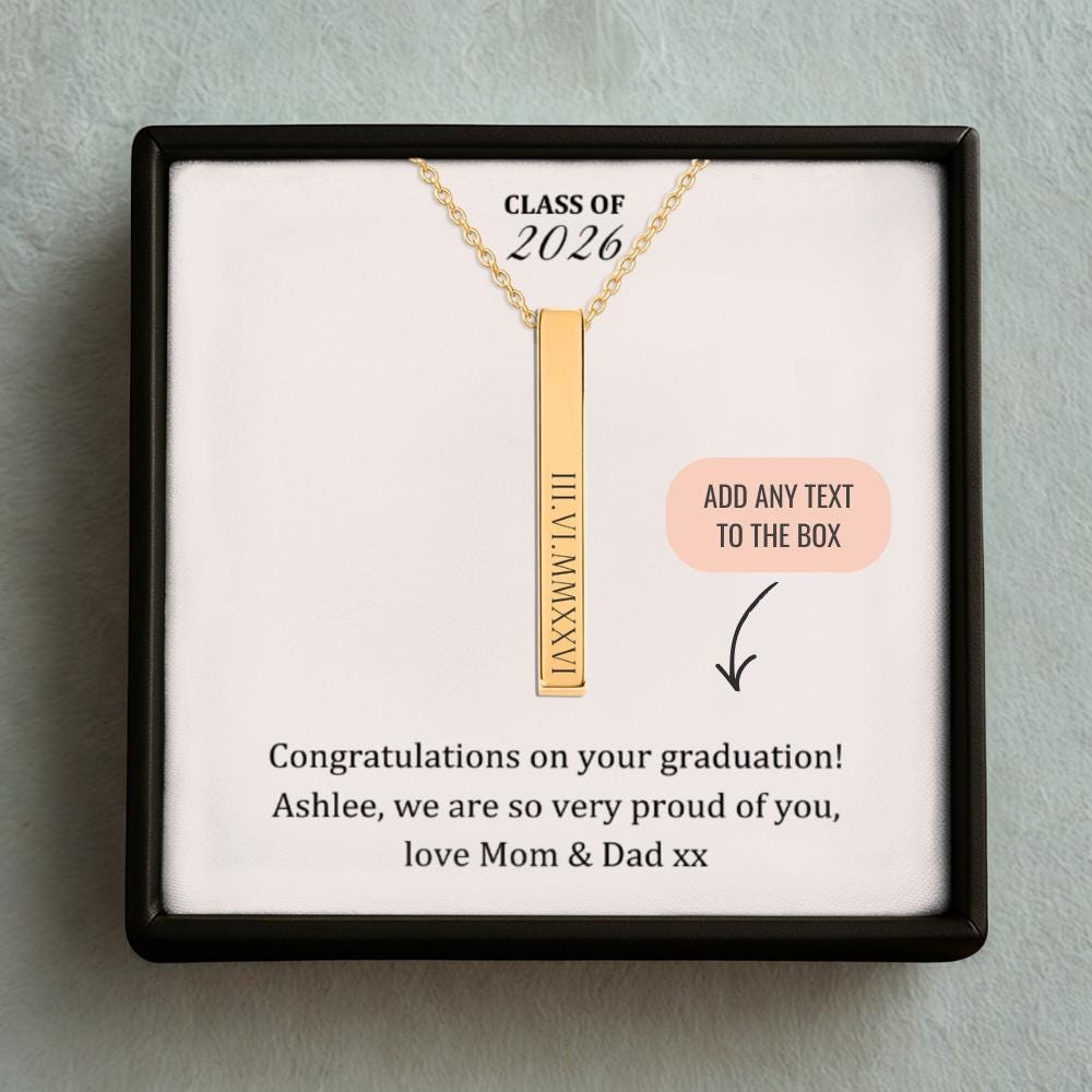 Custom Roman Numerals Graduation Necklace, Custom Date High School ...