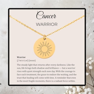 Personalized Cancer Warrior Sun Necklace, Chemo Support Pendant, Resilience Jewelry for Cancer Patients, Post-Surgery Strength Gift