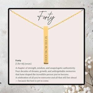 Personalized 40th Birthday Gifts for Women, 40th Roman Numerals Necklace, Gift Wrapped Birthday Milestone Jewelry, Friend Turning 40 Gift